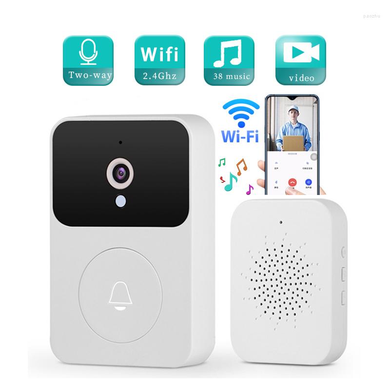Doorbells Wireless Doorbell With Camera Night Vision Outdoor Wifi Security Smart Door Bell Video Voice Intercom Monitor For Home