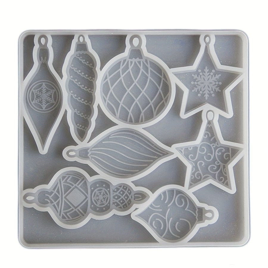 TEMU 1pc Christmas Star & Snowflake Silicone Mold - Oval Reusable Premium Silicone Craft Mold For Resin, Soap, Candles, - Intricate , Christmas