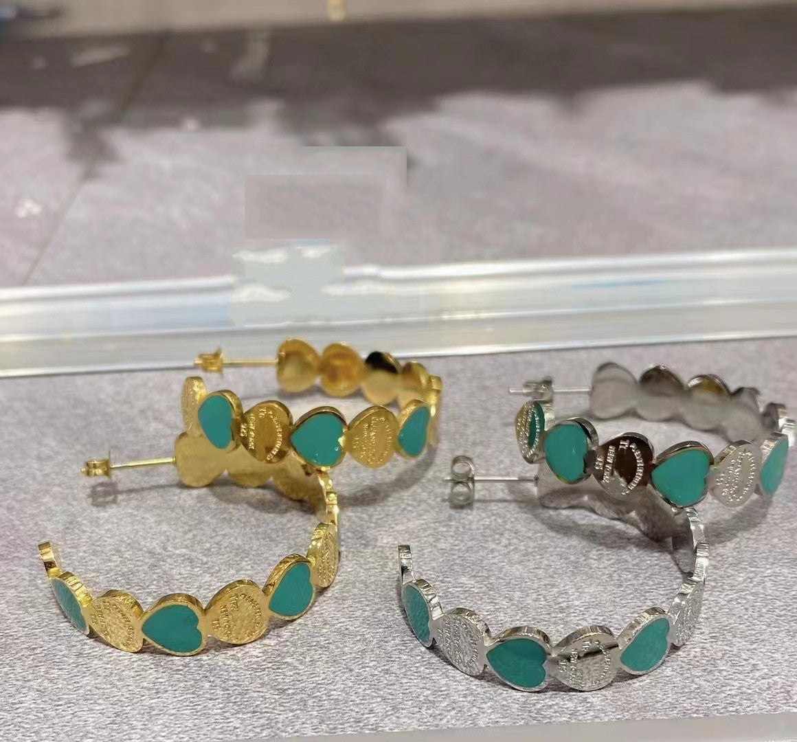 Original Designer Earrings Hoops T Letter Stainless Steel Hearts Luxury Earrings 925 Classic Gold Silver Earrings For Women Lady Gifts