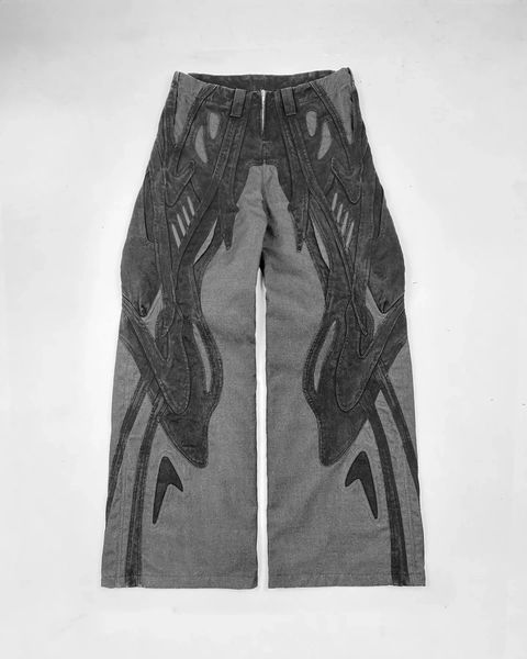 Lágrima preta Y2K Jeans Jeans Harajuku Hip Hop Jeans Alta Jeans Gothic Retro Mens Wide Street Clothing Jeans 250109
