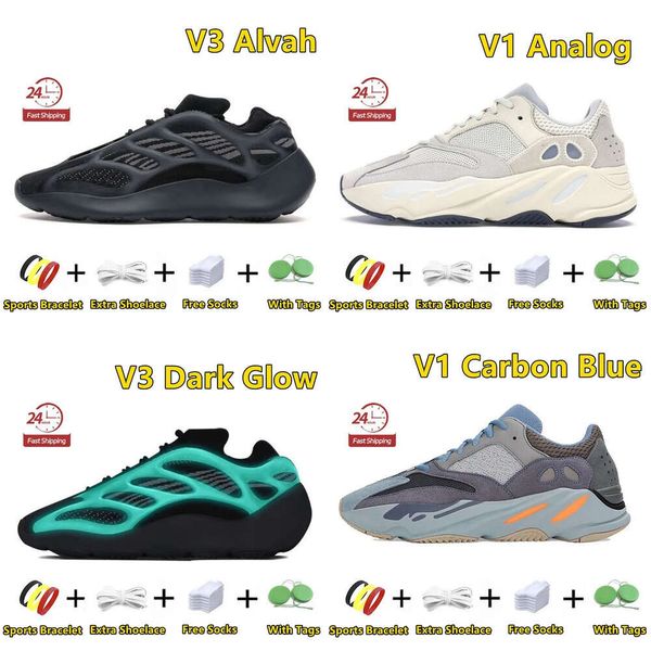 Shoes 700 Running 700s V1 V2 V3 Hi-Res Inertia Blue Wave Runner Faded Azure Dark GIow Azael Aah Mens Trainers Sports Sneakers