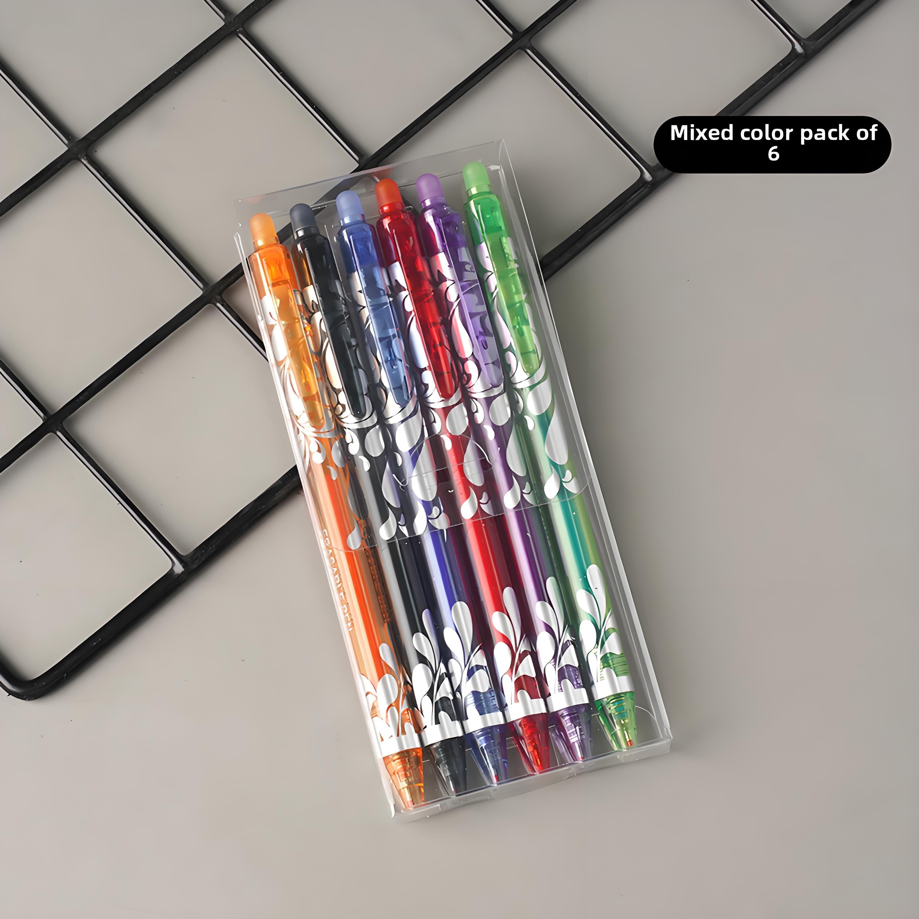 TEMU 5pcs Vibrant Erasable Gel Pens Set - 0.5mm Fine Point, Retractable Eraser Ballpoint Pens With Large Capacity, Smooth Writing, Quick-drying Ink,