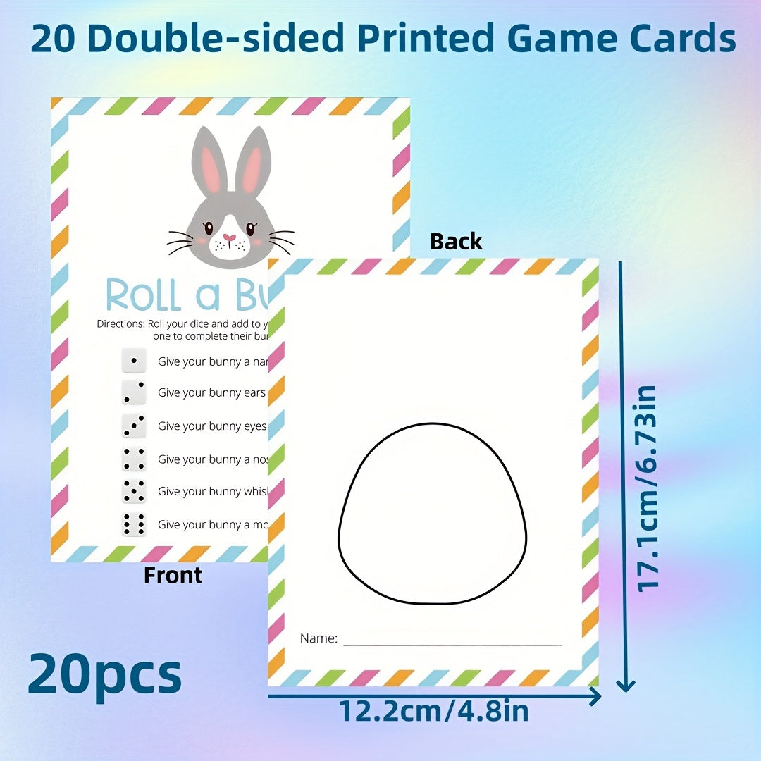 TEMU 20pcs Roll A Bunny Easter Game Cards, Paper Party Games For Classroom, Spring Activities, No Electricity Required, Featherless, | Spring Theme