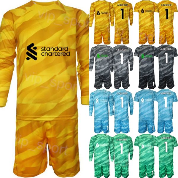 Club Team Men Youth Soccer Goalkeeper 22 Simon Mignolet Jersey Set 23-24 Long Sleeve GK 1 Alisson Becker 13 Adrian 25 Pepe Reina Goalie Foot