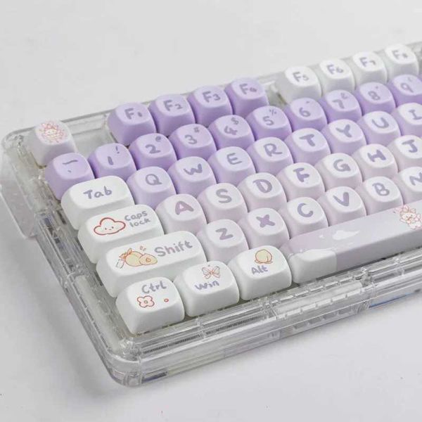 Gradation Purple Rabbit 142 Keys MOA Profile PBT Keycaps Dye Sublimation for MX Switch Gaming Mechanical Keyboard KeycapCL240709
