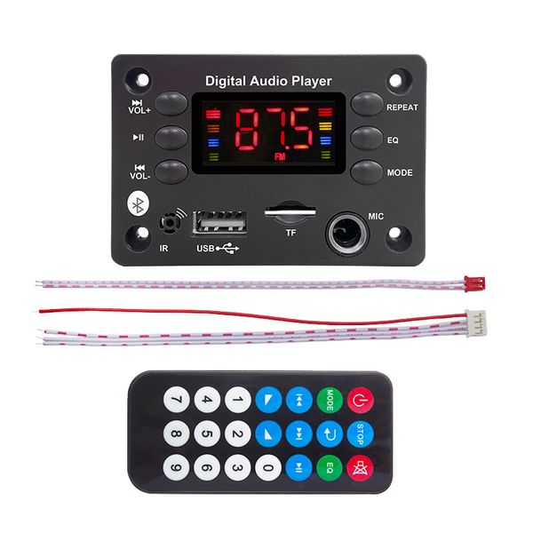 Bluetooth 5.0 MP3 Decoder Board DC 5V 12V Audio Player Hands-free Car Microphone USB TF FM Radio MP3 Music Player Speaker