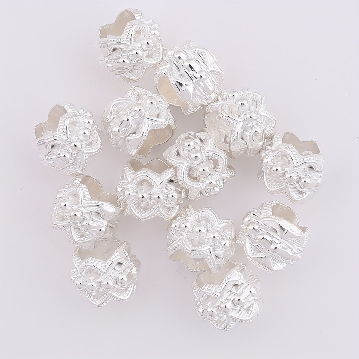 TEMU 30pcs Elegant Large Hole Spacer Beads, Decorative Charms, Alloy Bead Spacers For Making, Ideal For Necklaces, Bracelets, And Crafts, Jewelry