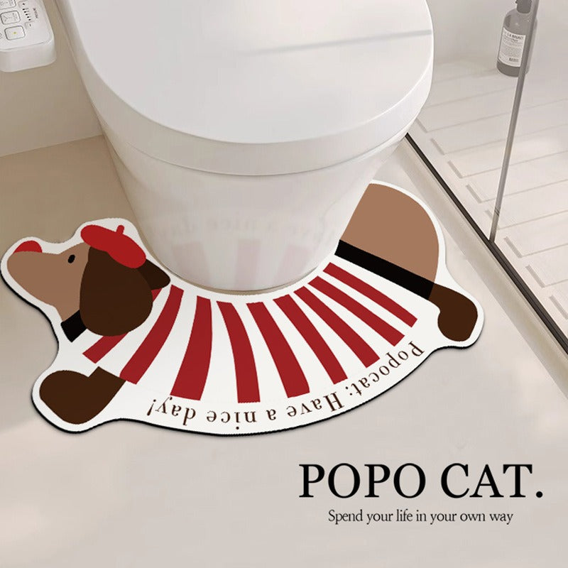 Cute Dachshund Bathroom Floor Mat Cartoon Bathroom Anti-splash Urine Absorbent Non-slip Dirt-resistant Mat