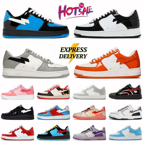 Fashion Top Quality Skateboarding SK8 Stas Designer Casual Shoes Womens Mens Platform Leather Shark Face Trainers Low White Metallic Silver