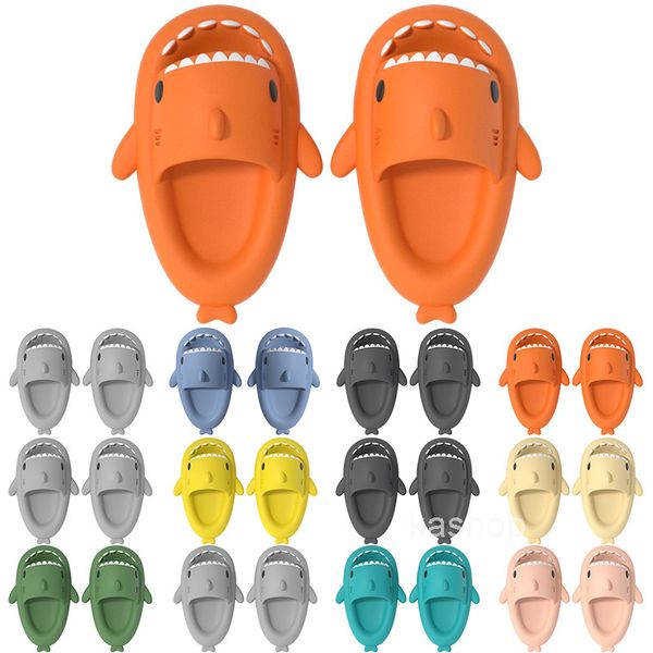 Summer Home Women Shark Slippers Anti-skid EVA Solid Color Couple Parents Outdoor Cool Indoor Household Funny Shoes 025