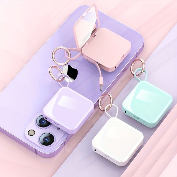 Mirror Charging Bank, 5000 MAh Emergency Charging Bank, Self-loading Charging Cable, Easy To Carry, Stylish And Exquisite
