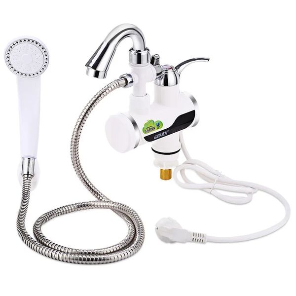 Instant Electric Water Heater Kitchen Bathroom Water Faucet LCD Temperature Shower Faucets Heating Faucet with Shower Head