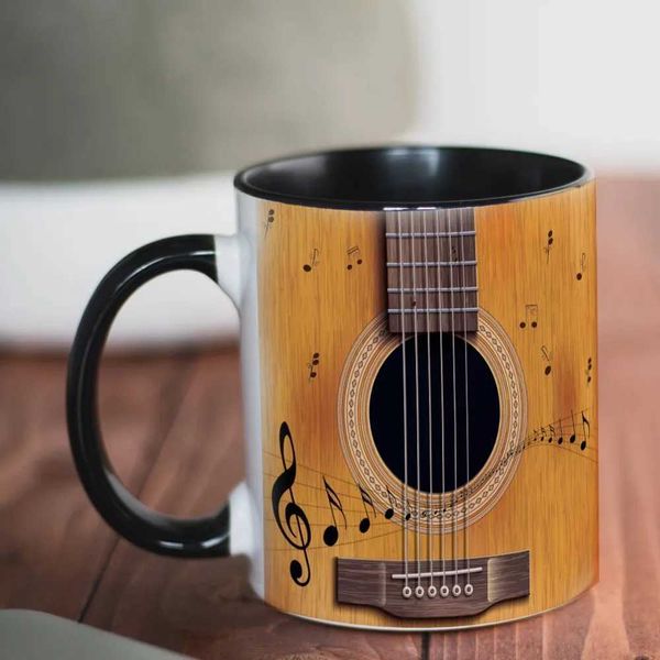 1pc 330ml Guitar Pattern Coffee Mug Ceramic Coffee Cups Water Cups Summer Winter Drinkware Birthday Gifts Music Lovers Gifts Y240813