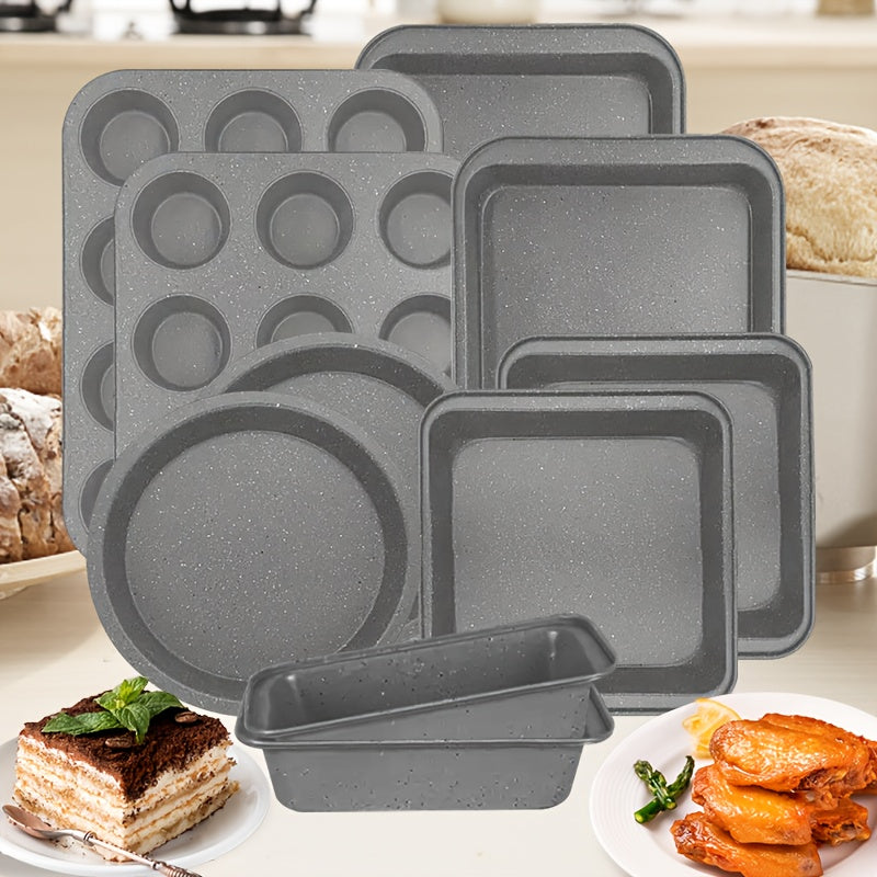 TEMU 9-10 Pcs Steel Stackable Bakeware Set-baking Pans Set Nonstick With Oven Pans + Baking Sheet Set And Wire Rack, Complete Baking Set For Kitchen,