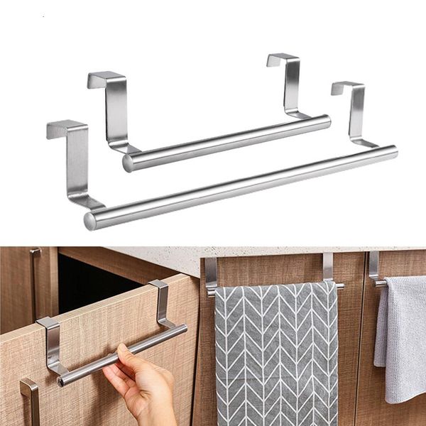Storage Holders Racks 1pc Stainless Steel Towel Rack Bathroom Holder Stand Kitchen Cabinet Door Hanging Organizer Shelf Wall Mounted Bar 230