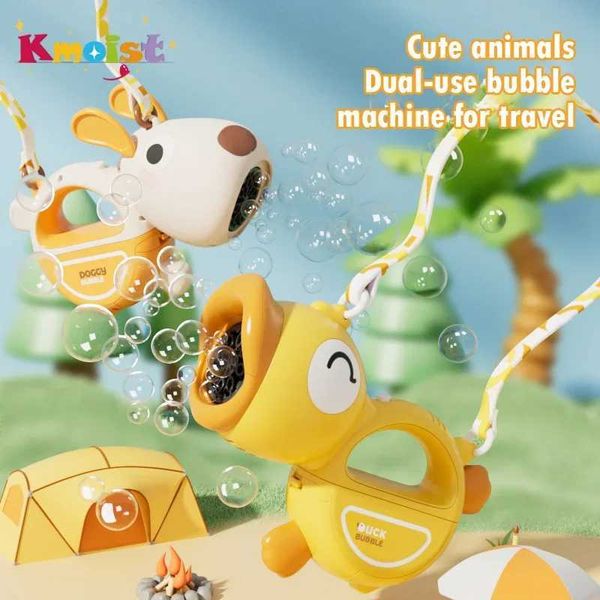 Other Toys Bubble Machine Automatic Cartoon Animal Handheld Bubble Gun with Straps Party Game Toys Outdoor Wedding Toy Childrens Day GiftsL4