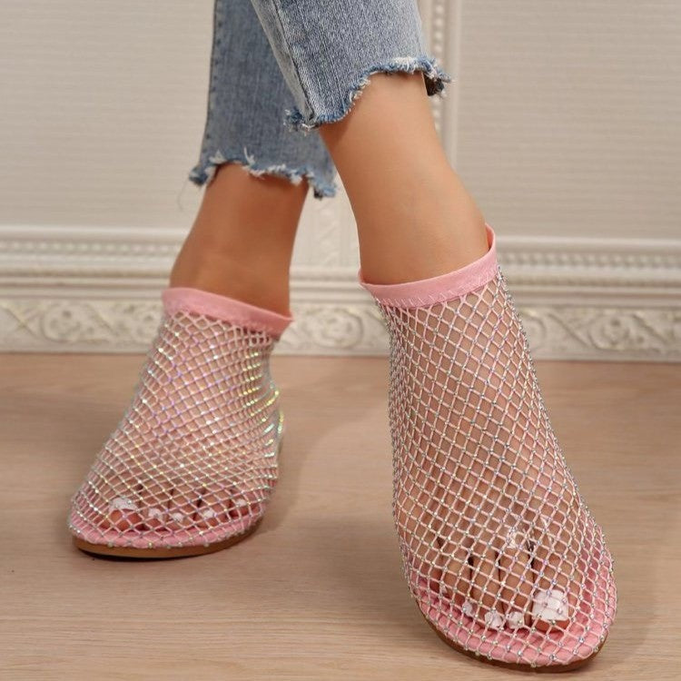 Summer Fashion Mesh Sandals Women&#039;s 2024 Thin Mesh Cotton and Linen Sandals Literary and Artistic Lace Hollow Mesh Boots 35-44