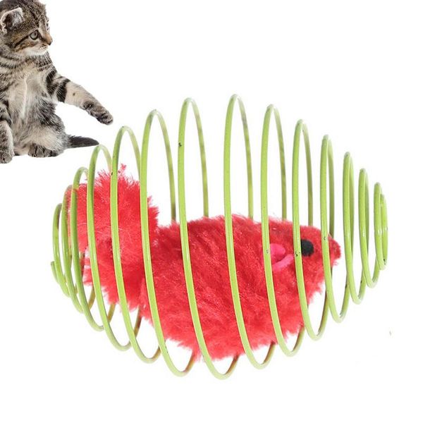 Toys Interactive For Cats Metal Spring Mouse Inside Balls Cat Toy Stretchable Spiral Interactive Cat Toys For Indoor Cats Random
