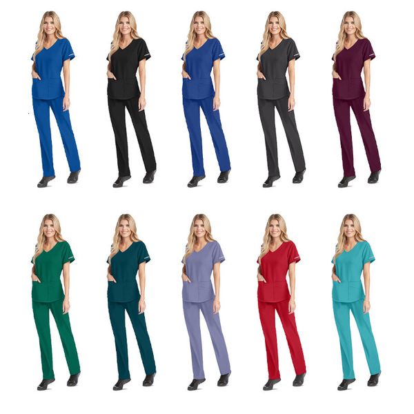 High elasticity operating room medical short sleeved hand washing suit set, dental beauty pet doctor nurse uniform