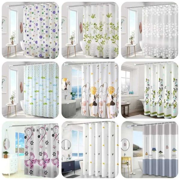 Mildew Proof Shower Curtain High Quality PEVA with 12 Hook Bathroom Curtain 180*150cm Thickened Printed Shower CurtainXJ66