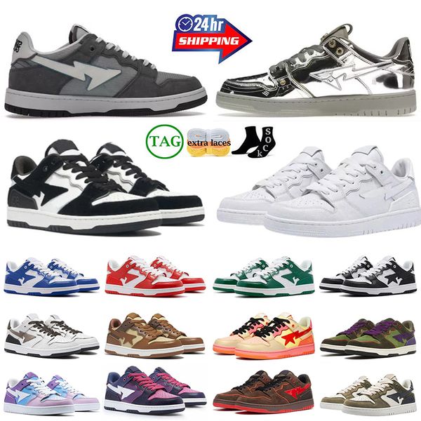 APE Designer Sk8 Running Shoes Low for men Patent Leather Black White Blue Red Grey green Beige Camouflage Skateboarding jogging Sports Star