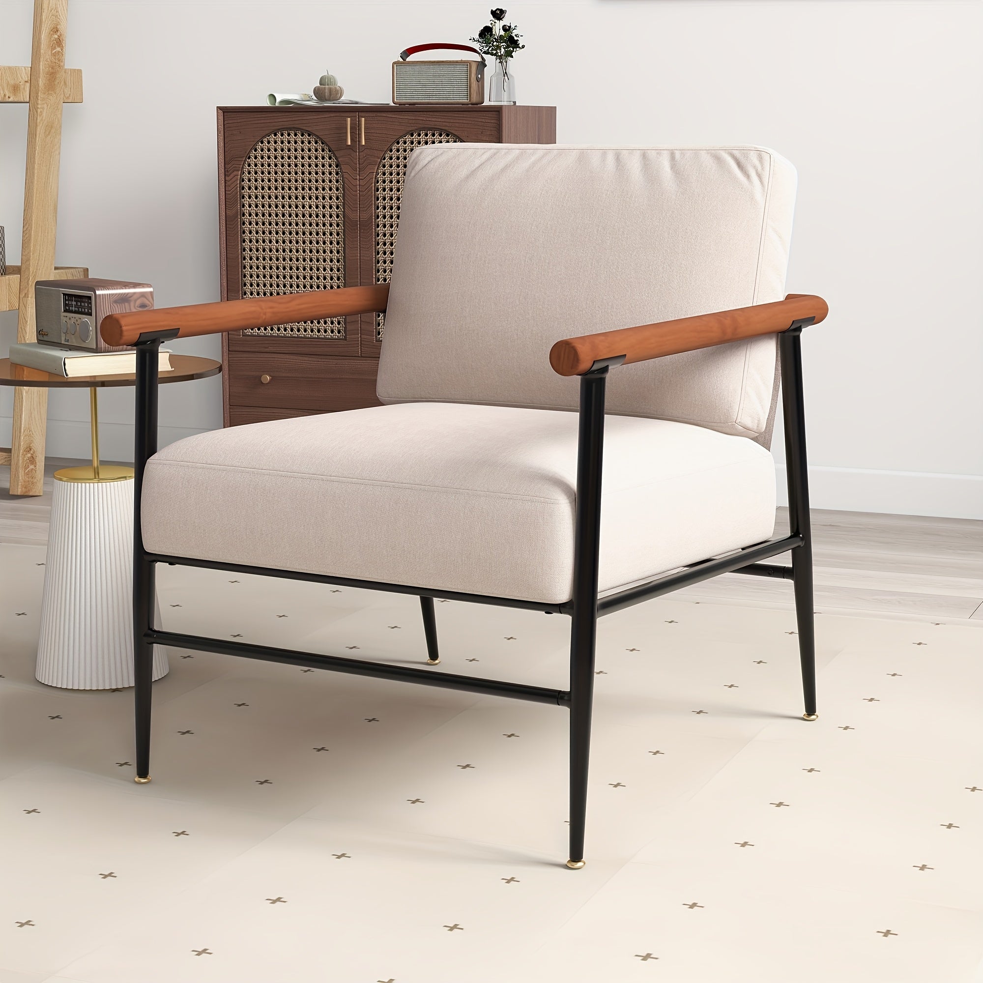 TEMU Accent Chair, Chair With , Comfy Simple Upholstered Armchair For Living Room