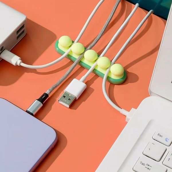 Colorful Pea Pod Cable Processor Desktop Storage Self-adhesive Cable Fixer Clip Charging Cable Headphone Cable Data Cable Winder Hub Cable M