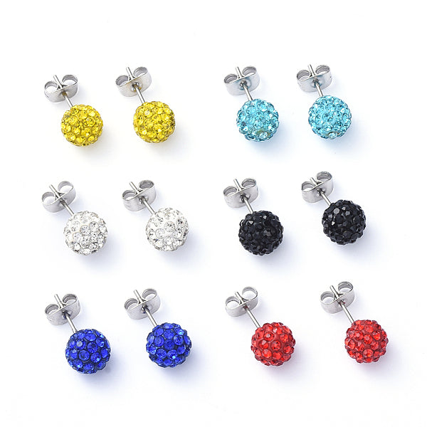 Polymer Clay Rhinestone Stud Earrings