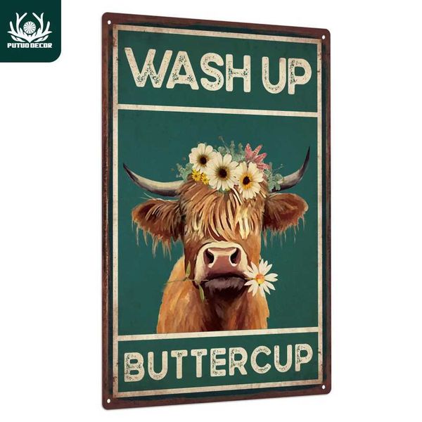 Putuo Decor 1pc Cattle Cow Tin Sign Vintage Calf Moo Metal Poster Wall Decor for He Farm 7.9 X 11.8 InchesT250117