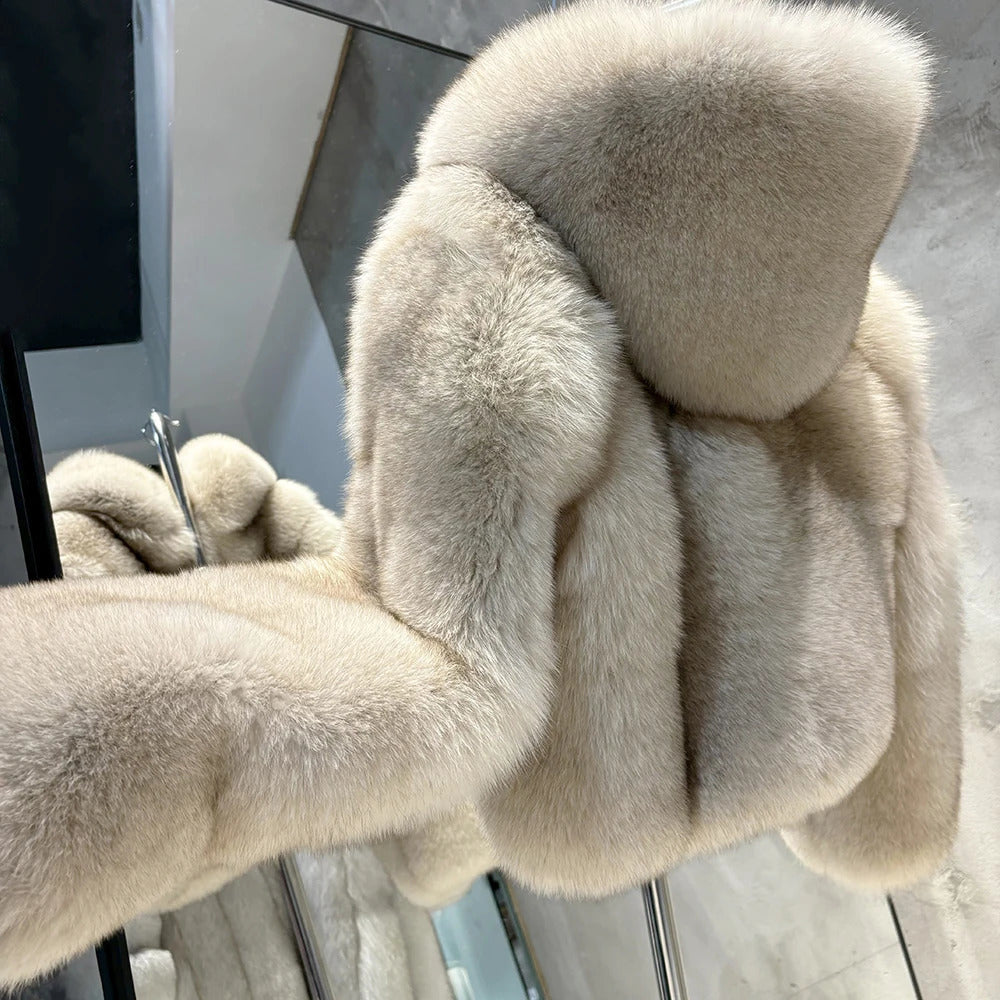 YOLOAgain Hooded Real Fox Fur Jacket Women Natural Fox Fur Coat Winter Outerwear 250910