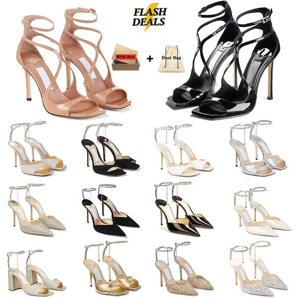 Com caixa de luxo de luxo de luxo de salto alto jimminess shoes vestido tênis de moda feminina avely bombeia aveline malha de malha de torno