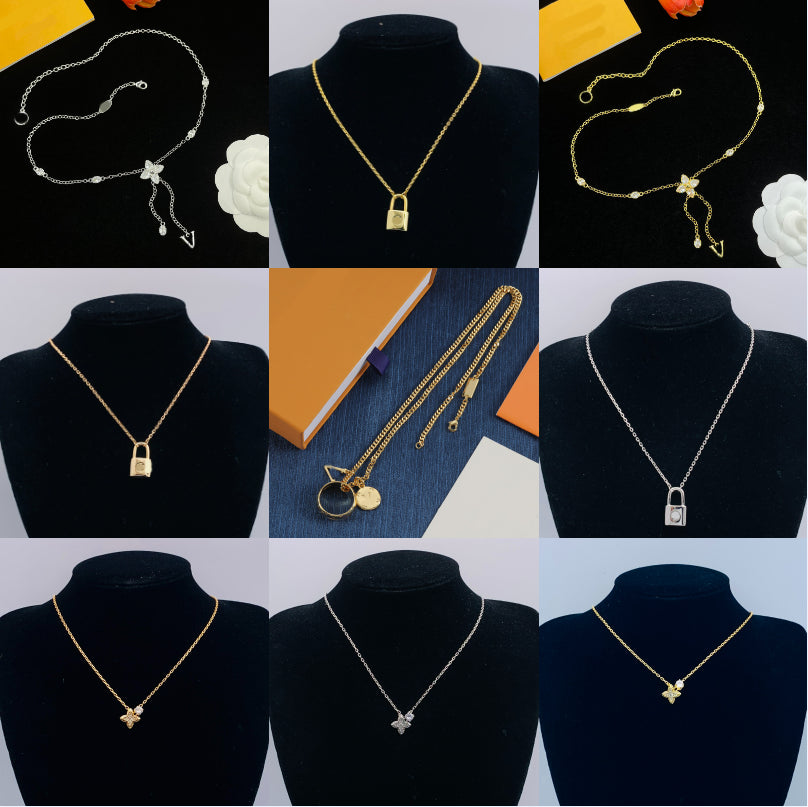 Designer Necklace Luxury Band Ring Charm Pendant Necklace Gold Silver Plated Chain Necklace Chokers For Women Men Party Fashion Jewelry Gift