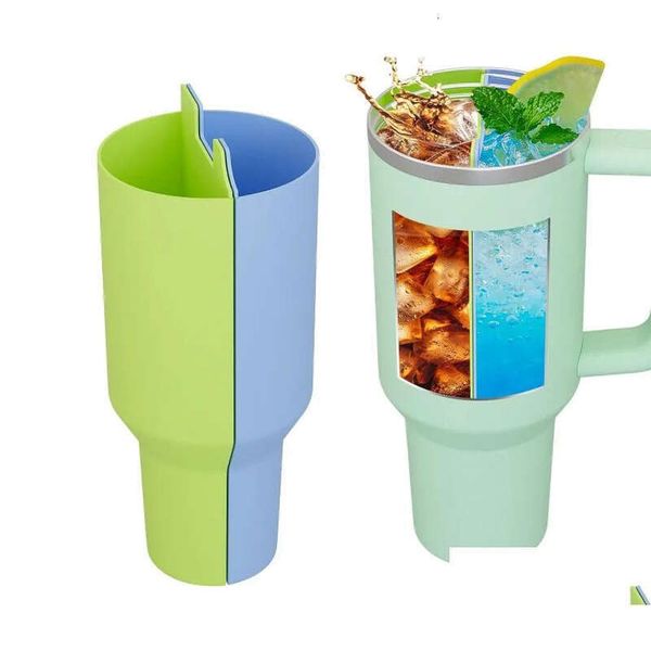 Tumblers Silicone Separator 2In1 Drink Er Compatible With 40 Oz Cup Accessories Reusable For Cold Coffee Juice Tails Whiskey Dhtpl