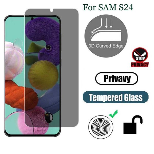 3Pack Anti Spy Screen Protector For Samsung Galaxy S25 S24 Ultra S23 S22 S21 Plus Fingerprint Unlock Privacy Tempered Glass Film Full Cover