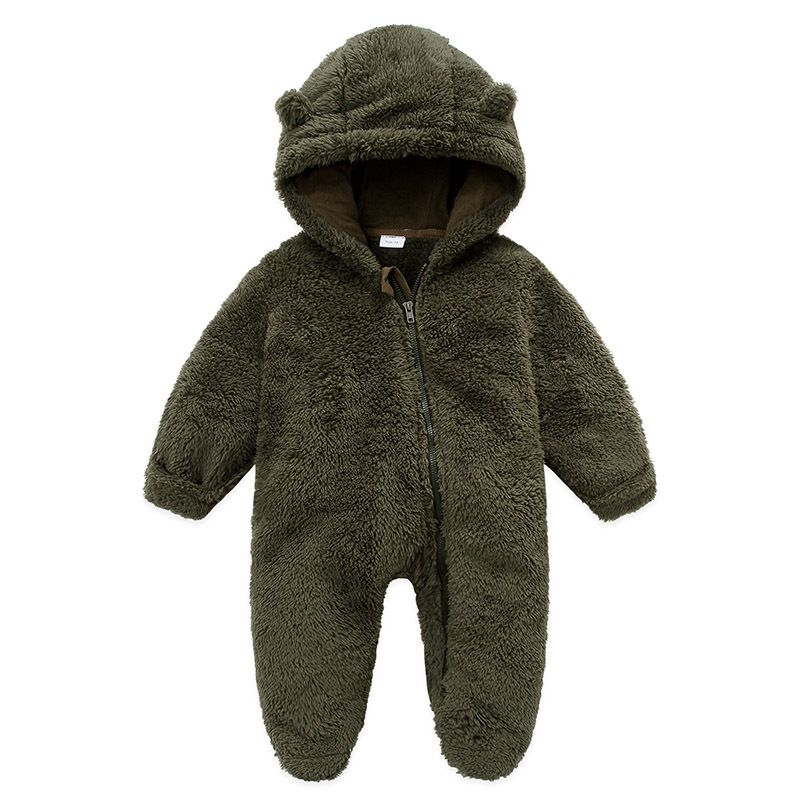 K590 Olekid Autumn Winter Newborn Overalls Plus Velvet Hooded Girl Romper 01 Years Infant Toddler Boy Jumpsuit Outfit Drop Delivery Baby