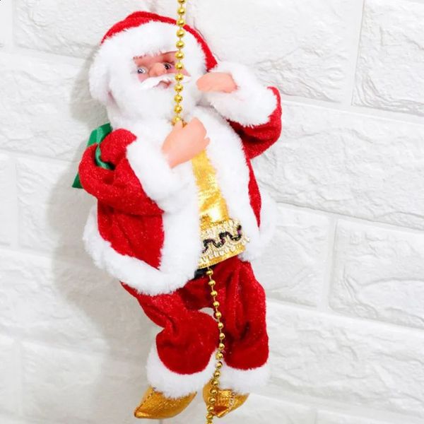 Electric Santa Claus climbing rope ladder Santa Claus music toys with music Christmas tree home decoration gifts for boys and girls 241118