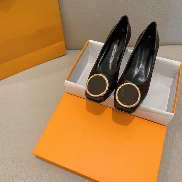 Designer -Dress Shoes Square Toe Chunky Heeled High Heels Shallow Mouth Comfortable Print Autumn Shoes Office Career 4.5cm