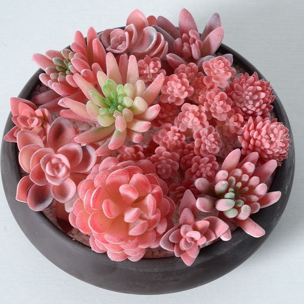 Red veet simulation succulent green plant home decoration mini ornament combination artificial potted bonsai