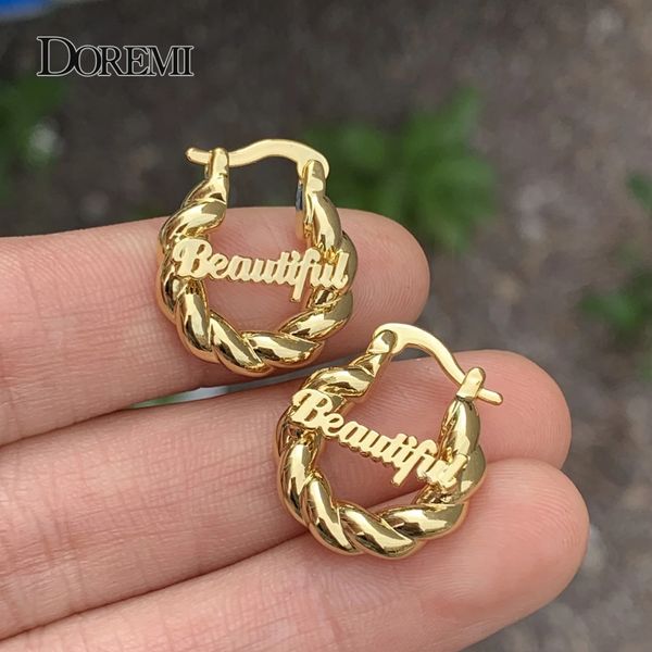 DOREMI Mini 18mm Small Custom Name Earrings Twist Personalized Letter Hoops For Kids Women Earrings for Child Girl Anti-allergy 241214