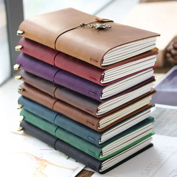 Genuine Leather Journal Travelers Notebook Retro Handmade Diary Portable Sketchbook Cowhide Gift Planner Provide Engraved 250120