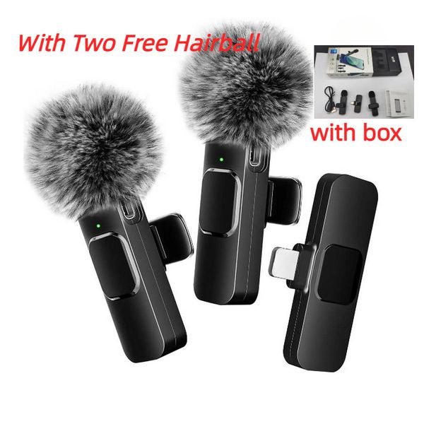 Wireless Lavalier Microphone Audio Video Recording Mini Mic For iPhone Android Laptop Live Gaming Mobile Phone Microphone Live Broadcast Gam