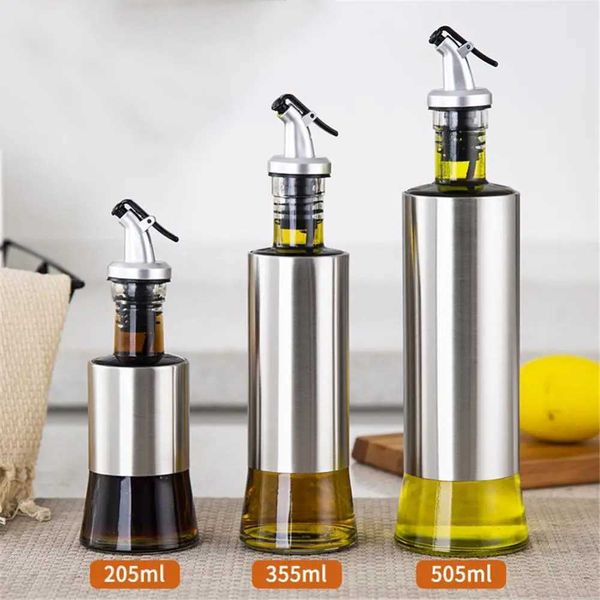 Kitchen Glass Bottle For Oil Stainless Steel Oil Bottle Leak-proof Vinegar Oil Cruet Storage Soy Sauce Dispenser Kitchen ToolsXJ241227