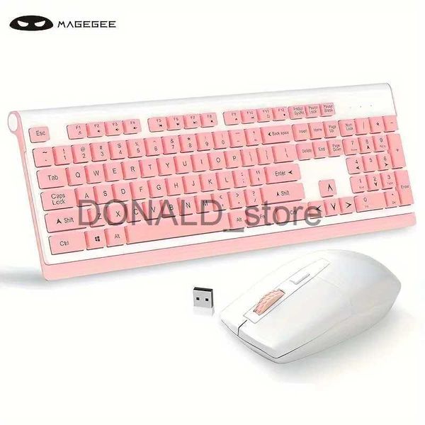 Keyboards Magegee Wireless Keyboard Mouse Combo MageGee V650 Quiet Full Size 2.4G Ultra-Thin Wireless Keyboard and Mouse Set with Number J24