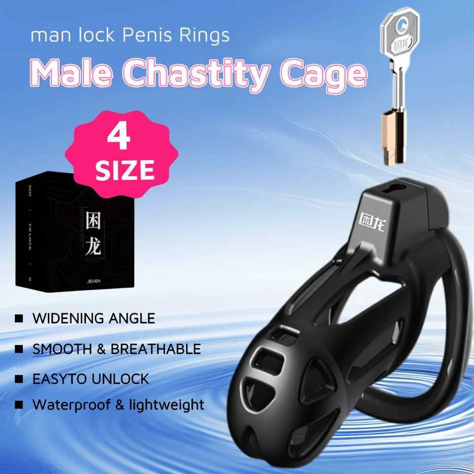 Other Health Beauty Items 3 Sizes S-M-L Resin Cock Cage Chastity Device Set Breathable Chastity Lock 3D Penis Cage with 3 Different Size Rings Q2410
