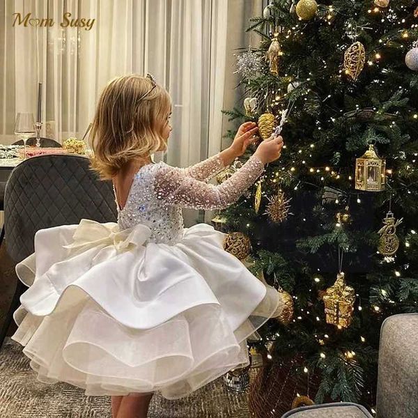 Girl&#039;s Dresses Baby Girl Princess Sequins Tutu Dress Long Sleeve Infant Toddler Vintage Vestido Party Birthday Pageant Xmas Baby Clothe