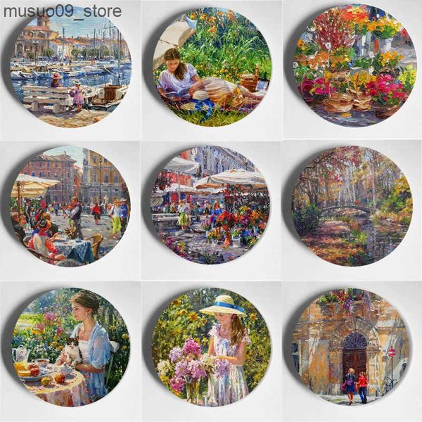 Decorative Plates 6-7-8-10 inch Beautiful Barbara Jaskiewicz-Socewicz Painting Wall Plate Decorative Plate Home Living Room Restaurant Art P