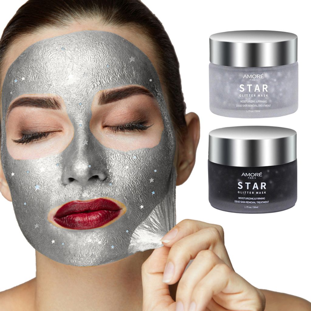 Amoré Paris™ Star Glitter Mask Moisturizing & Firming Treatment (2-Pack) - Silver - Black