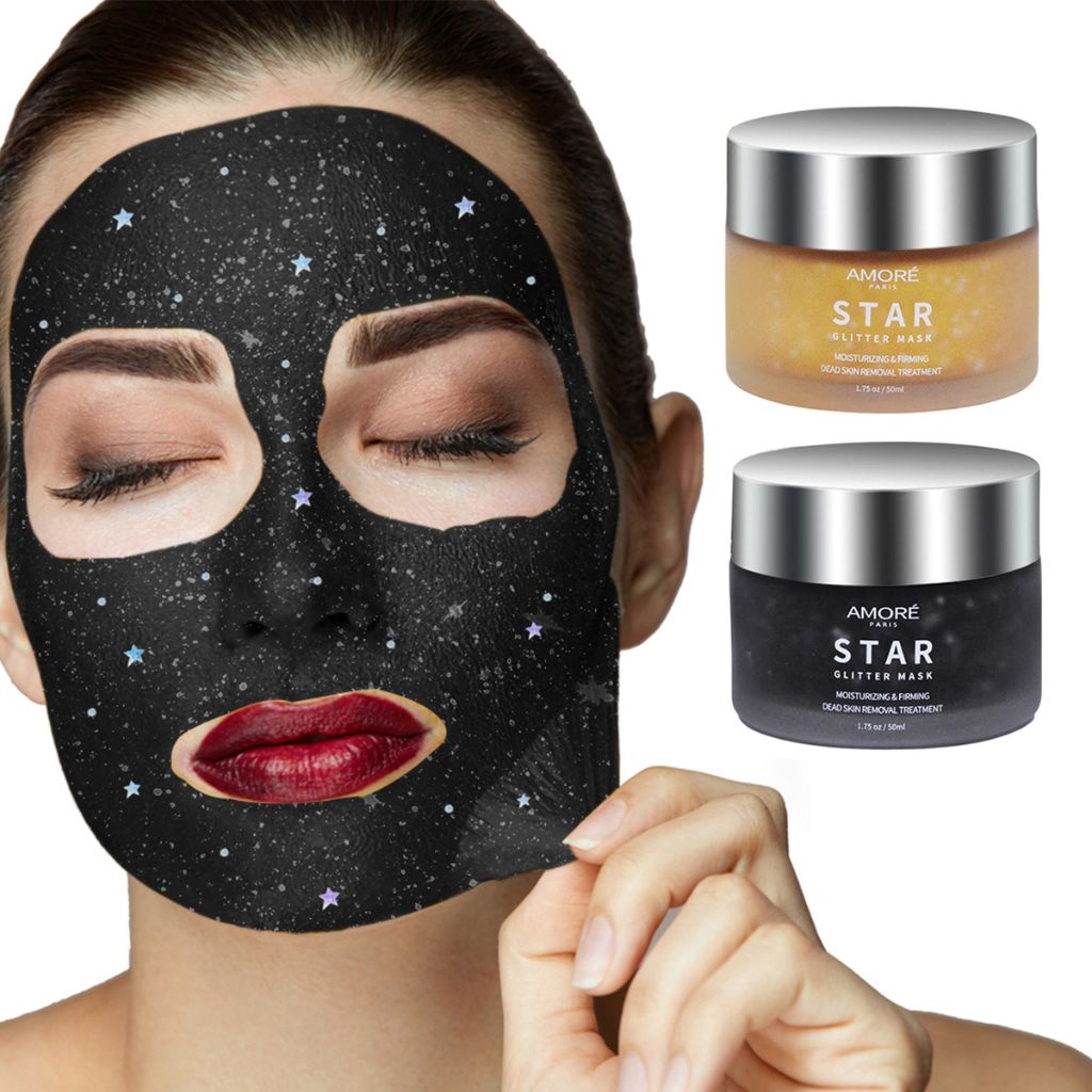 Amoré Paris™ Star Glitter Mask Moisturizing & Firming Treatment (2-Pack) - Black - Gold