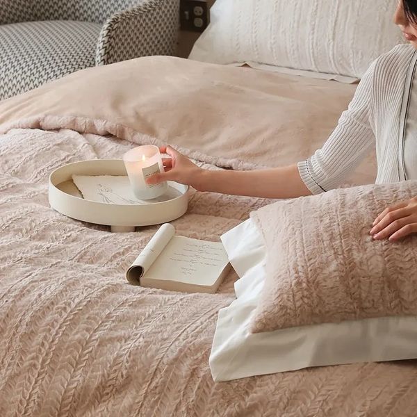 2425 hight Queen Solid Bedding Set Adult Duvet Cover Sheet Linen Soft Washed Cotton Polyester Twin Queen King Green Blue Bedclothes 201210