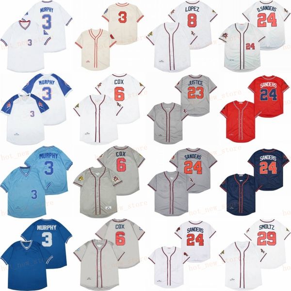 Movie Vintage 3 Dale Murphy Baseball Jerseys Stitched 6 Bobby Cox 8 Javier Lopez 10 Chipper Jones 23 David Justice 24 deion sanders Jersey B